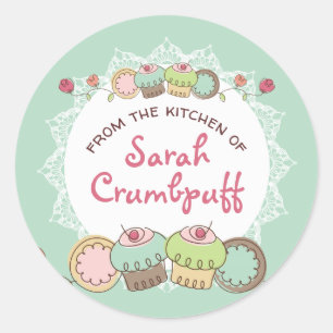 Sticker Rond Doodles cookies cupcakes de la cuisine de