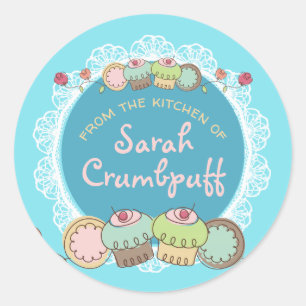 Sticker Rond Doodles cookies cupcakes de la cuisine de