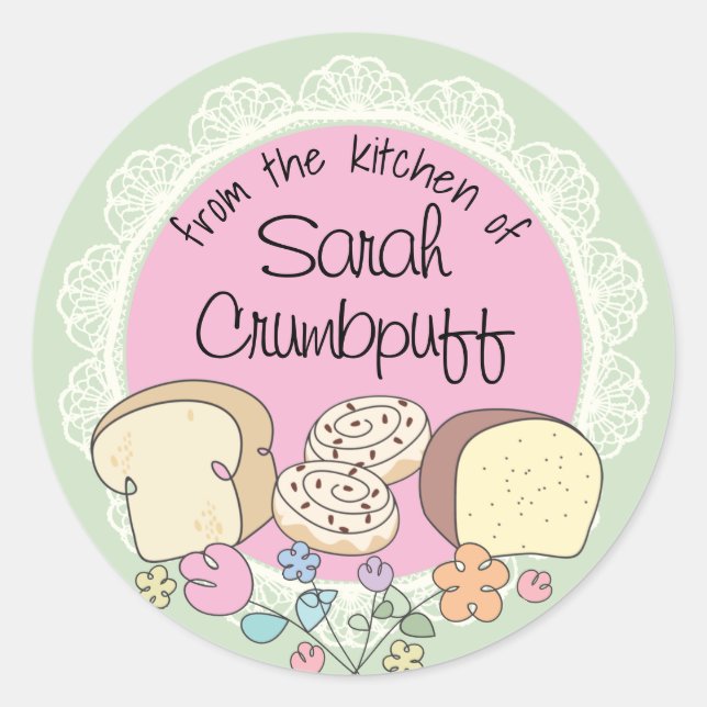 Sticker Rond Doodles pain cannelle rouleau de la cuisine de (Devant)