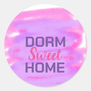 Sticker Rond Dorm doux doré rose violet aquarelle texte