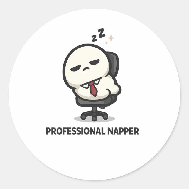 Sticker Rond Dormeuse professionnelle - Personnage de bureau mi (Devant)