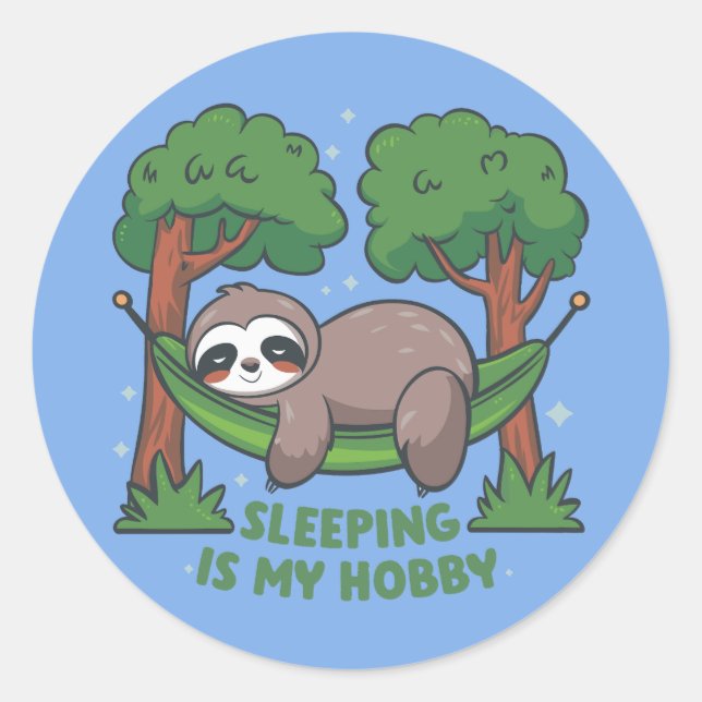 Sticker Rond Dormir est mon hobby (Devant)