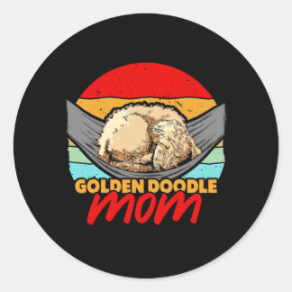 Sticker Rond Dormir Golden Doodle Maman Amoureux des chiens