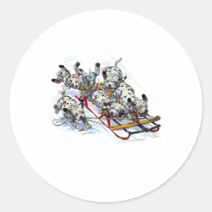 Sticker Rond Dormir les petits dalmatiens