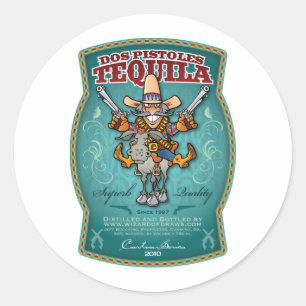 Sticker Rond Dos Pistoles Tequila