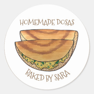 Sticker Rond Dosas Indiennes Masala Dosa Cuisiné Maison
