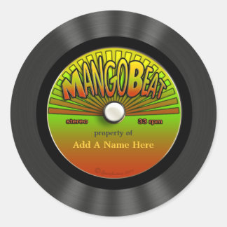 Sticker Rond Dossier de vinyle de reggae Vintage personnalisé