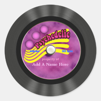 Sticker Rond Dossier de vinyle psychédélique personnalisé