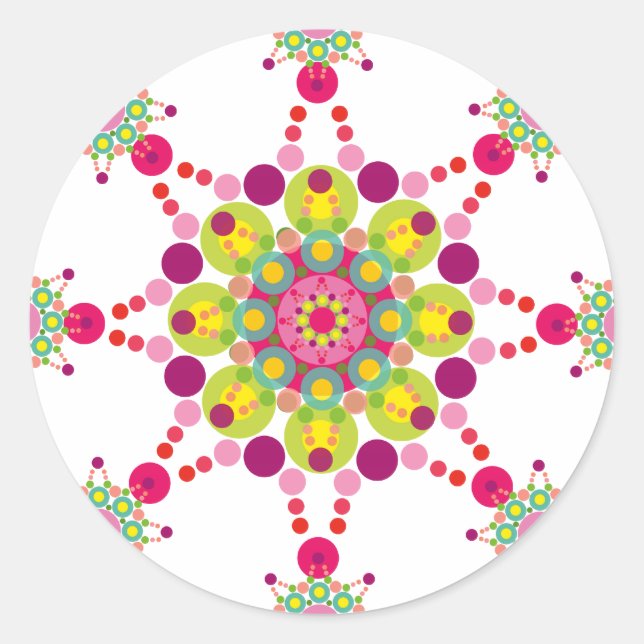 Sticker Rond Dots colorés Festin Ornament Star Festive (Devant)