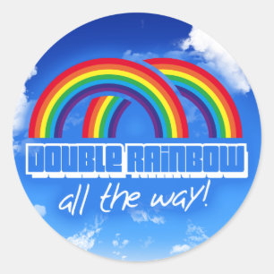 Sticker Rond Double arc-en-ciel, tout le chemin !