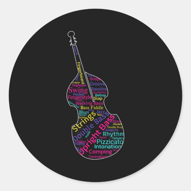 Sticker Rond Double B Upright B Jazz Bist Musician Gift  (Devant)
