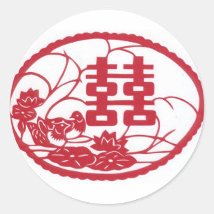 Sticker Rond Double bonheur Arbre Canards