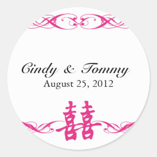 Sticker Rond Double bonheur avec des roses indien