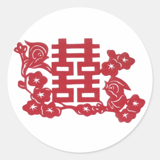 Sticker Rond Double bonheur Oiseaux (Devant)