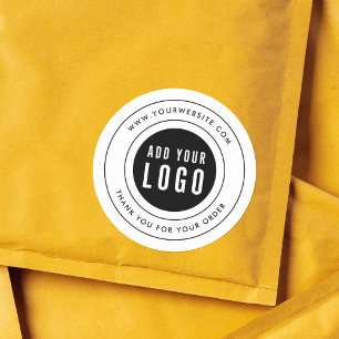 Sticker Rond Double bordure moderne Ajouter votre Merci de logo