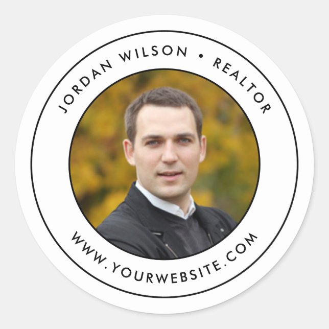 Sticker Rond Double bordure moderne Ajouter votre photo (Devant)