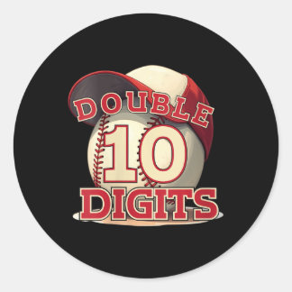 Sticker Rond Double chiffres femmes baseball Lover 10 ans Bo