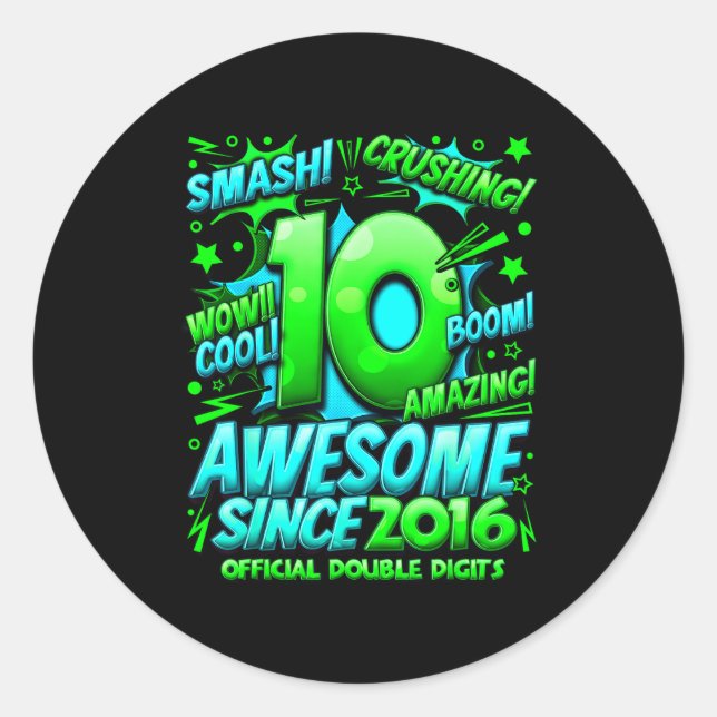 Sticker Rond Double chiffres garçons de 10 ans garçon pour 10èm (Devant)