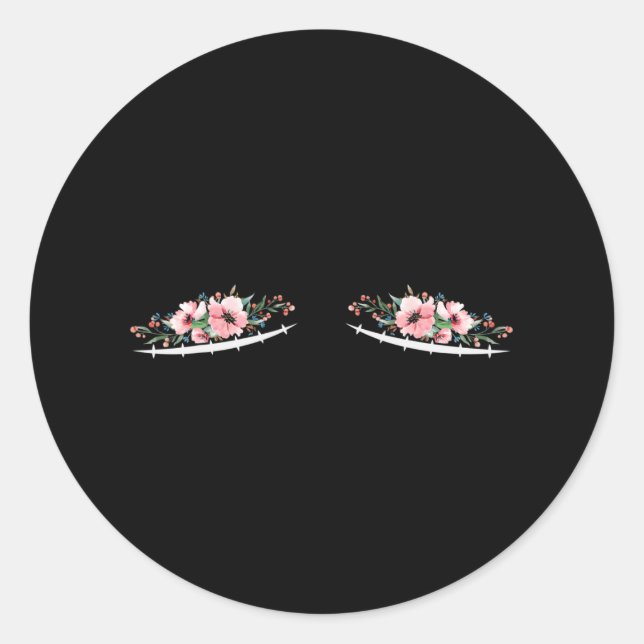 Sticker Rond Double cicatrices de mastectomie avec fleurs Cance (Devant)