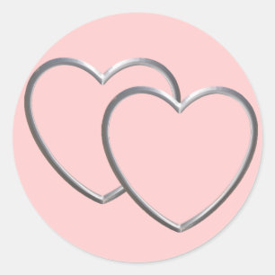 Sticker Rond Double coeur argenté