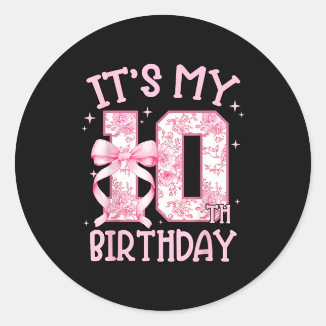 Sticker Rond Double Digits Birthday Girl 10th Birthday Coquette (Devant)