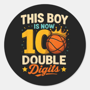 Sticker Rond Double Digits Sketll Garçon d'anniversaire 10 ans