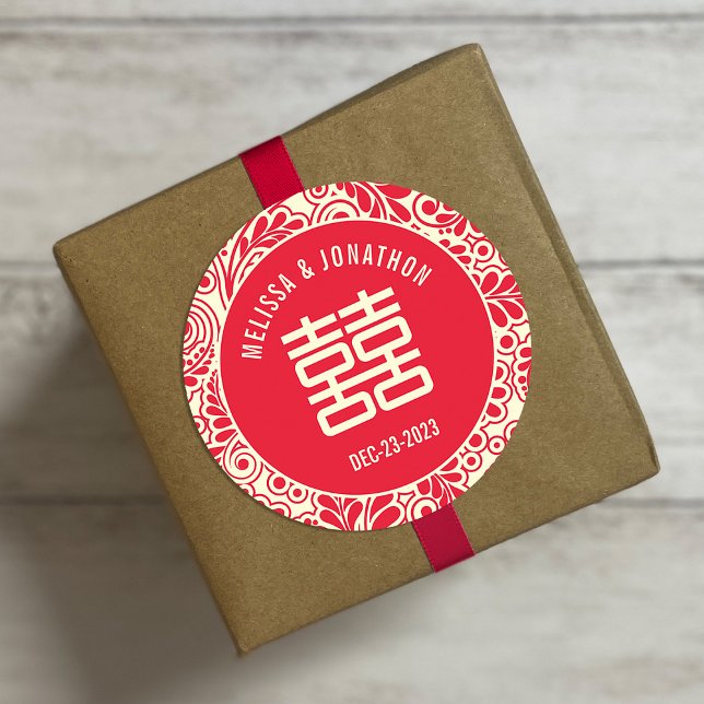 Sticker Rond Double Mariage chinois personnalisé (Créateur téléchargé)