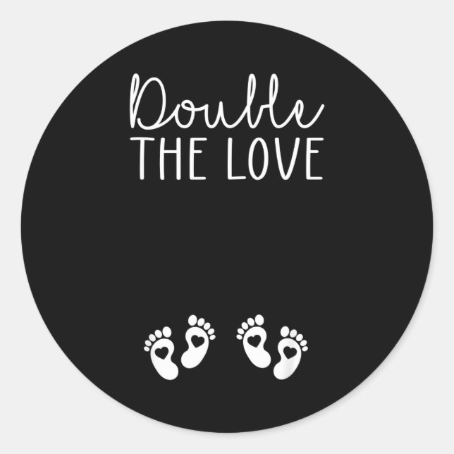 Sticker Rond Double The Love Valentines Day Twin Pregnancy Anno (Devant)