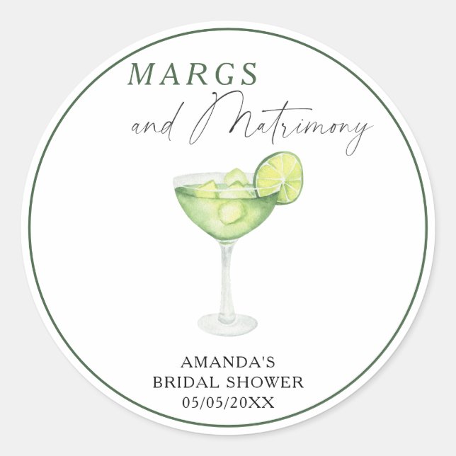 Sticker Rond Douce aquarelle et mariage Shower de mariage  (Devant)