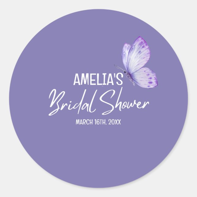 Sticker Rond Douce aquarelle papillon violet pour la douche de  (Devant)