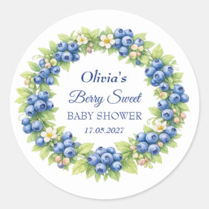 Sticker Rond Douce Baby Shower Blueberry Bébé Fille Garçon