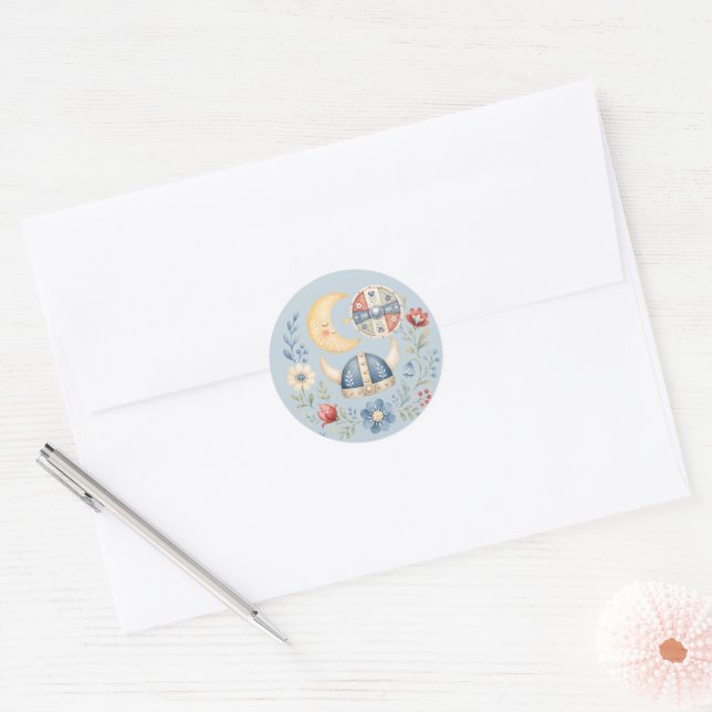 Sticker Rond Douce Baby Shower de Petit Viking (Enveloppe)