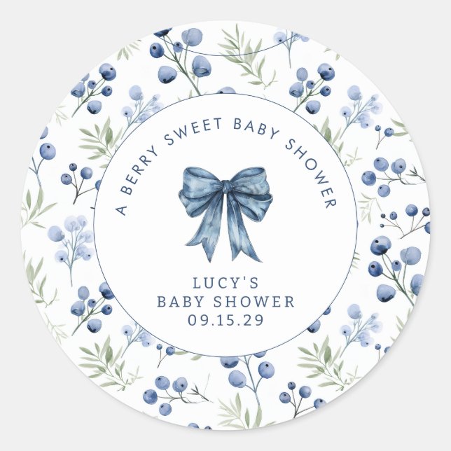 Sticker Rond Douce Baby Shower Myrtille Arc Classique Rou (Devant)