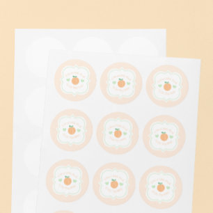 Sticker Rond Douce Baby Shower Pêche Élégante