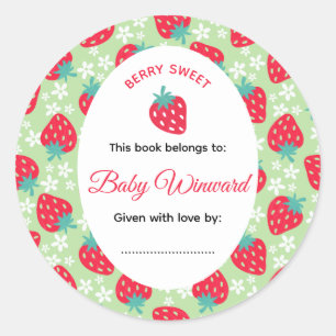 Sticker Rond Douce Baby Shower Verte à la Fraise