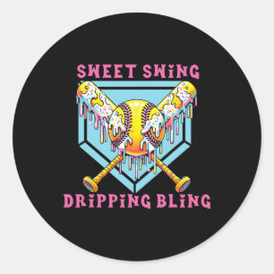 Sticker Rond Douce Balançoire Goutte Bling Softll Crème Glacée 