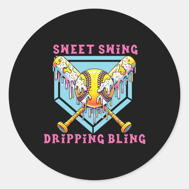 Sticker Rond Douce Balançoire Goutte Bling Softll Crème Glacée  (Devant)