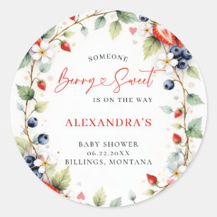 Sticker Rond Douce Botanique aux Fruits Rouges Baby Shower Jard