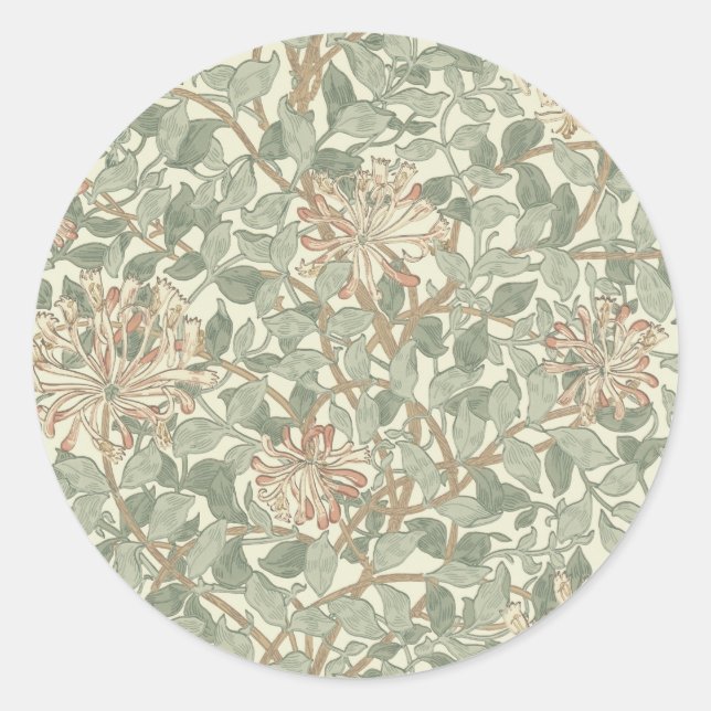 Sticker Rond Douce Chèvre Ancienne William Morris Honeysuckle (Devant)