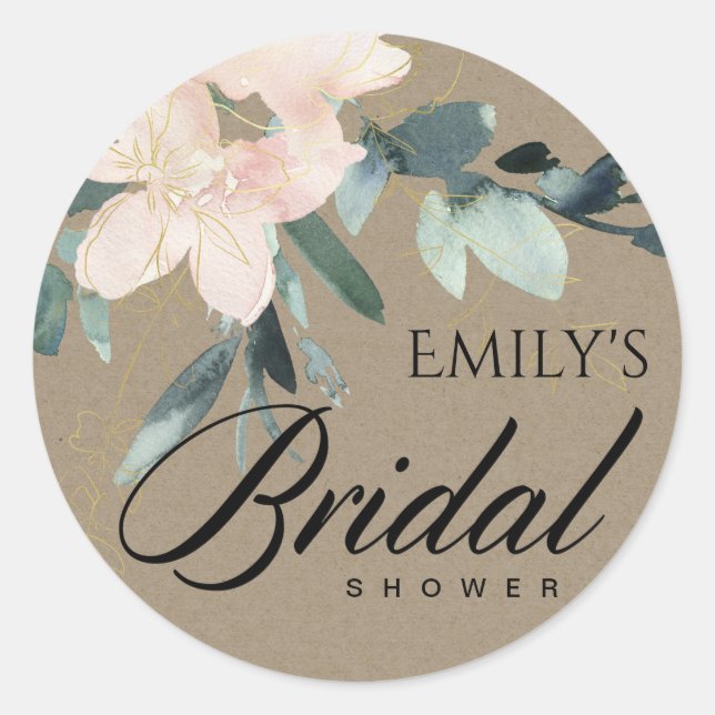 STICKER ROND DOUCE ÉMERVEILLEMENT PAPIER FLEURI AURELLE MARIAGE (Devant)