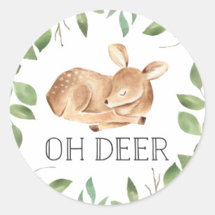 Sticker Rond Douce Fête de Bébé Oh Cerf