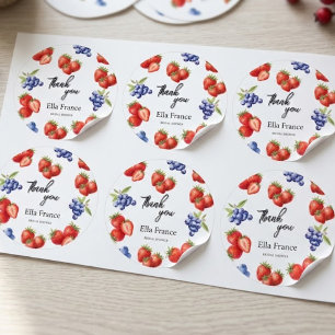 Sticker Rond Douce Fête de Mariage aux Fraises