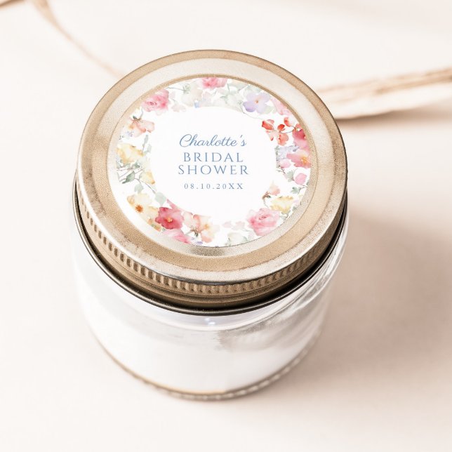 Sticker Rond Douce Fête de Mariage aux Pastels Fleurs (Créateur téléchargé)