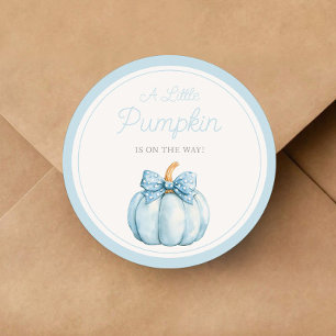 Sticker Rond Douce Fête de Naissance de Petit Garçon Citrouille