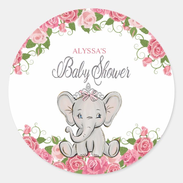 Sticker Rond Douce Fête de Naissance de Princesse Florale Rose  (Devant)