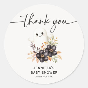 Sticker Rond Douce Fête Prénatale Halloween avec Fantôme et Fle