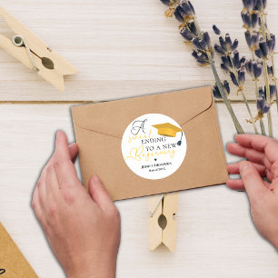 Sticker Rond Douce fin pour un nouveau départ Diplômé 2026