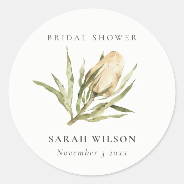 Sticker Rond Douce florale aquarelle de Banksia native Shower d (Devant)