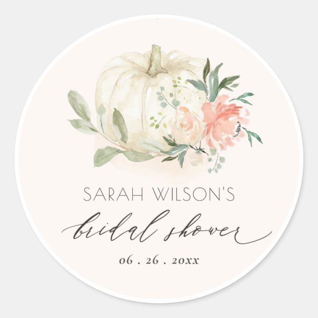 Sticker Rond Douce Mariage Floral Fleur de Citrouille Blanche B (Devant)