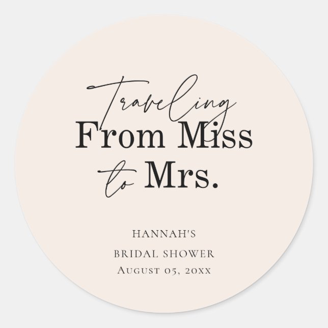 Sticker Rond Douce Mariage Thème Rose Miss to Mrs  (Devant)